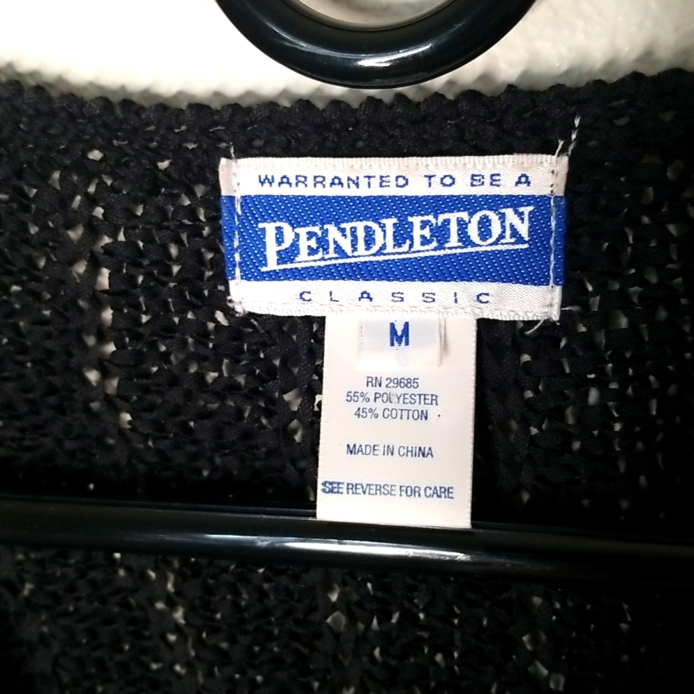 Pendleton Cardigan Black Sweater Cotton Blend She… - image 8
